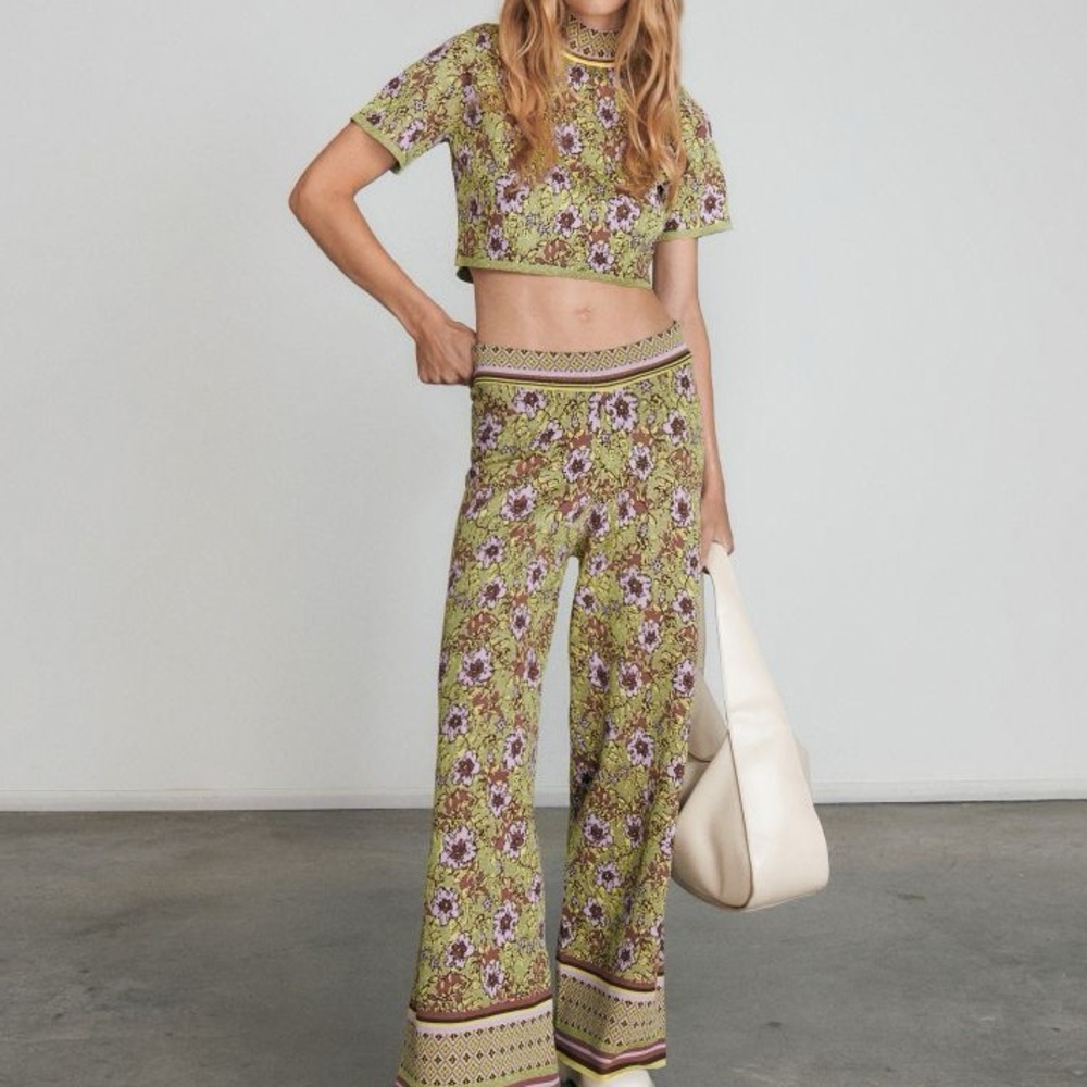 Cupcakes and Cashmere Women's multi Trousers Floral Wide-Leg Pants Size Small